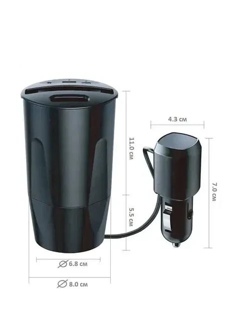 Автомобильный держатель-стакан с беспроводной зарядкой Cartrend Wireless Lade-Cup 10691, быстрая зарядка USB и Type-C - Б/У - изображение 5