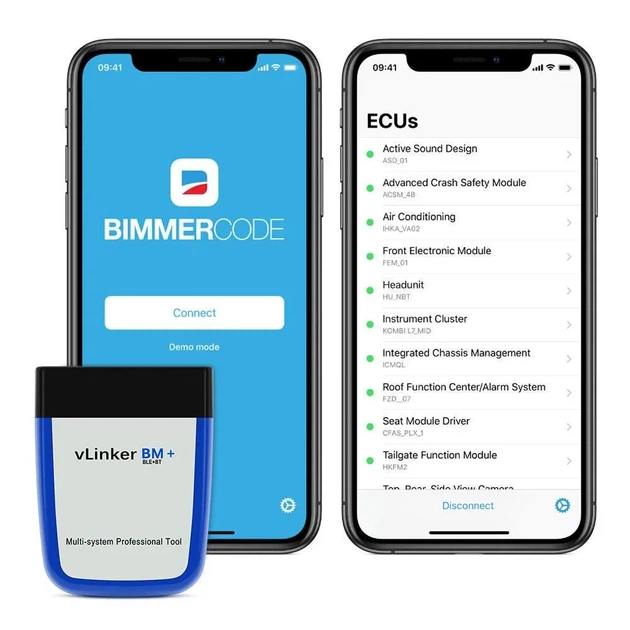 Автосканер Vgate vLinker BM+ Bluetooth BLE OBD2 діагностичний адаптер для BMW (BimmerCode, BimmerLink) та Android / iOS - Б/В - зображення 5