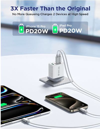 Сетевое зарядное устройство Aioneus 40 Вт с 4 портами (2шт) USB и USB-C быстрое зарядное устройство белое - Б/У - изображение 4