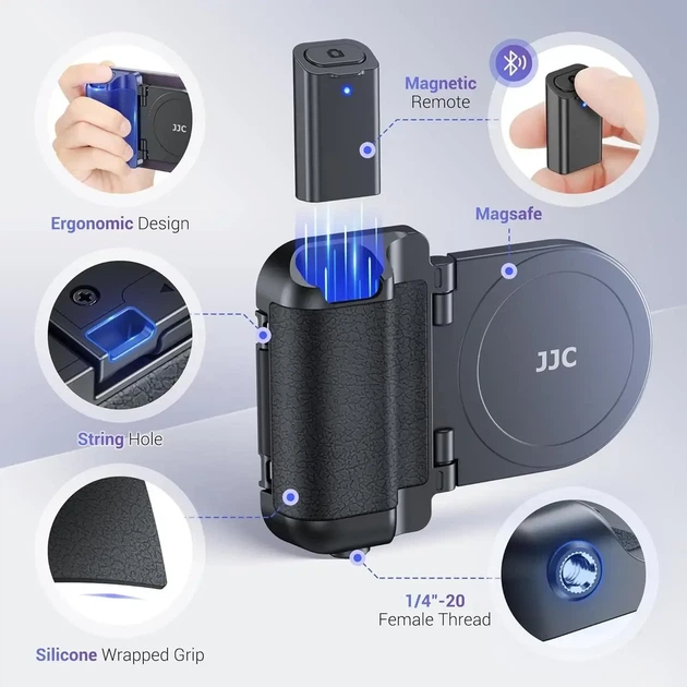 Магнитный держатель-рукоятка JJC MSG-P1 Black для смартфона, фото-хват с функцией MagSafe и Bluetooth-кнопкой - Б/У - изображение 2