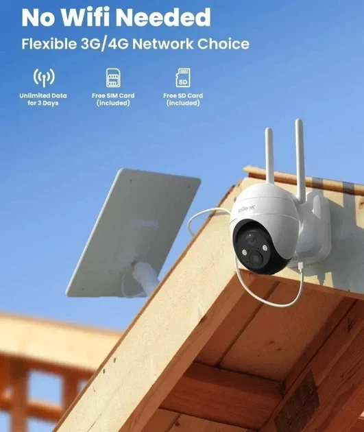 Автономна 4G LTE камера відеоспостереження ieGeek ZY-G1 на сонячній батареї, Бездротова поворотна PTZ IP-камера з - Б/В - зображення 2