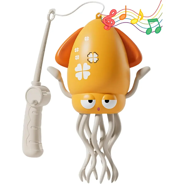 Интерактивная музыкальная игрушка Танцующий Кальмар TOPA с удочкой от USB Желтый - изображение 3