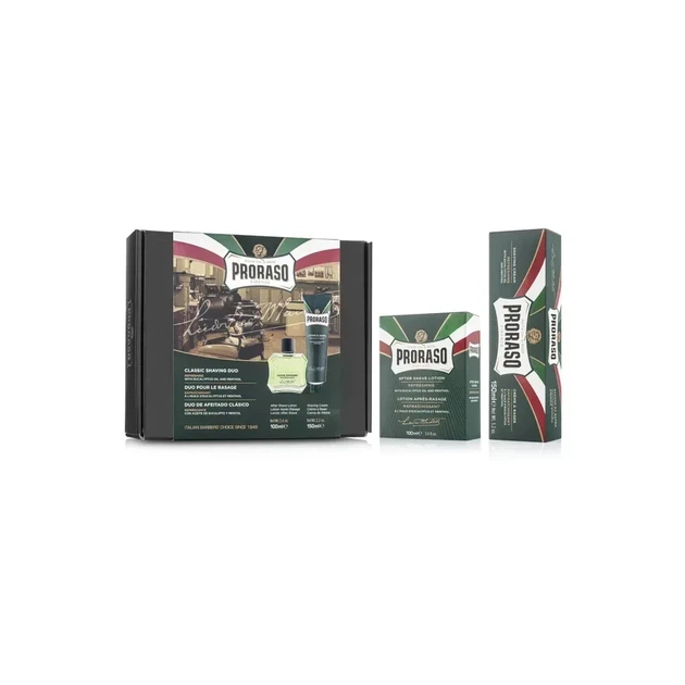 Набор для бритья Proraso Duo Pack Tube+Lotion Refreshing, крем для бритья 150 мл и лосьон после бритья 100 мл с эвкалиптом - Фото 6 Набор для бритья Proraso Duo Pack Tube+Lotion Refreshing, крем для бритья 150 мл и лосьон после бритья 100 мл с эвкалиптом - изображение 6