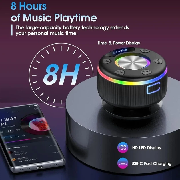 Bluetooth-динамик для душа с RGB-подсветкой, Xuevcn Q90 - изображение 3