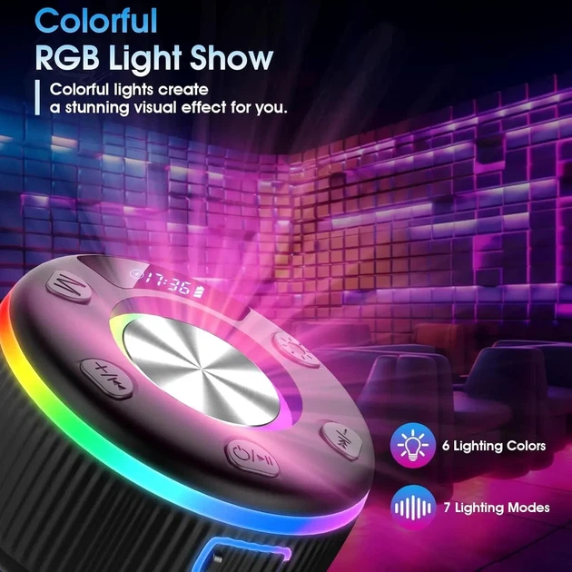 Bluetooth-динамик для душа с RGB-подсветкой, Xuevcn Q90 - изображение 4