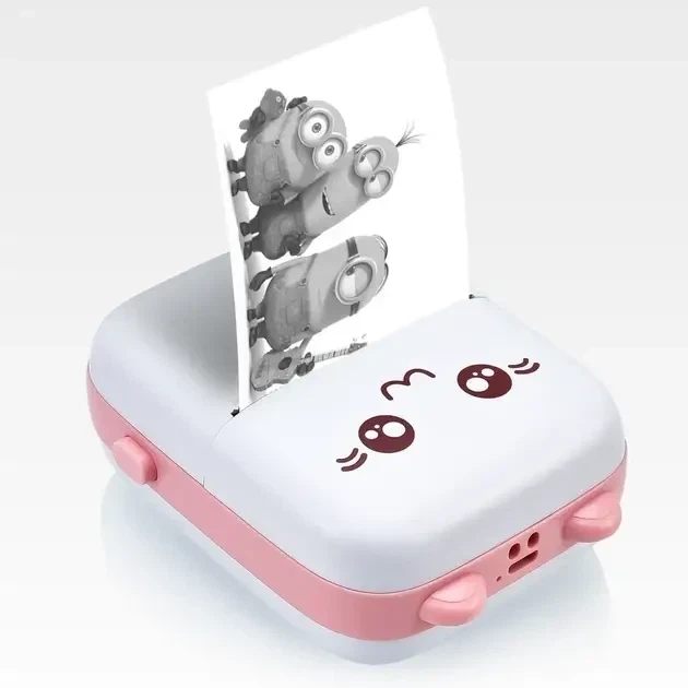 Портативный Розовий мини принтер 1 рулон Mini Printer термопринтер карманный детский принтер термо принтер - изображение 3