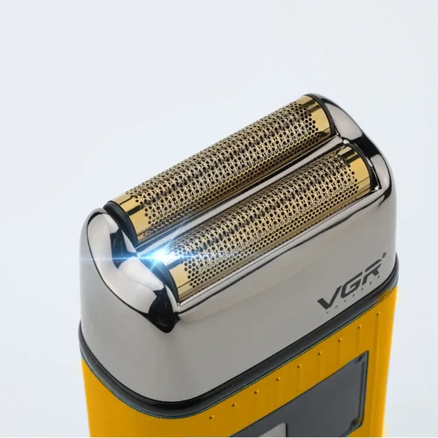 Электробритва шейвер VGR V-357 с USB и LED дисплеем, Желтая / Аккумуляторная беспроводная мужская бритва - изображение 4