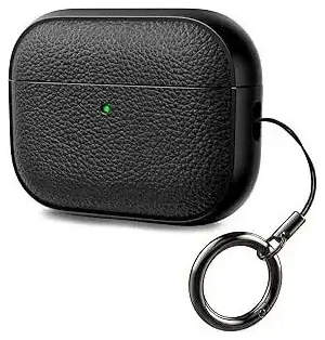 Чехол кожаный для защиты AirPods Pro 3 с кольцом черный - изображение 2