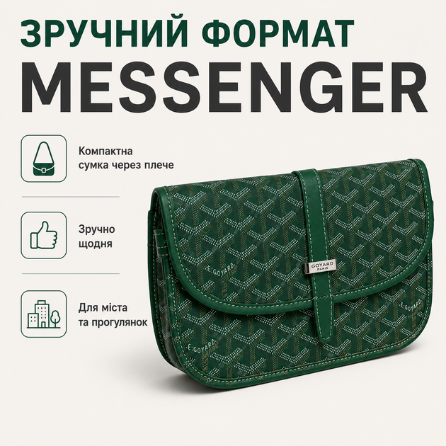 Сумка мужская через плечо Messenger 21×15 см зеленая - изображение 5