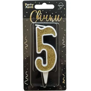 Свічка-цифра 5 Party Хата 1502-5804 Золотий shop (4823118903713) - Фото 1 Свічка-цифра 5 Party Хата 1502-5804 Золотий shop (4823118903713) - изображение 1