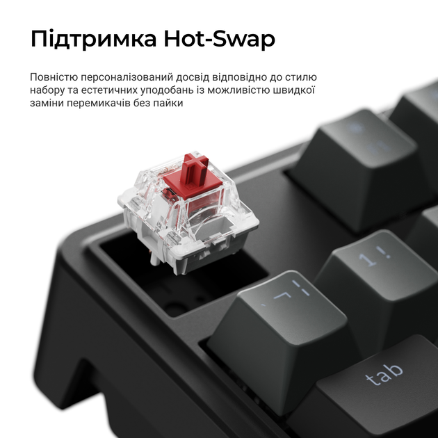 Клавіатура бездротова Keychron C3 Max Super Red Switch Black RGB (C3M-H1-UA) - изображение 7