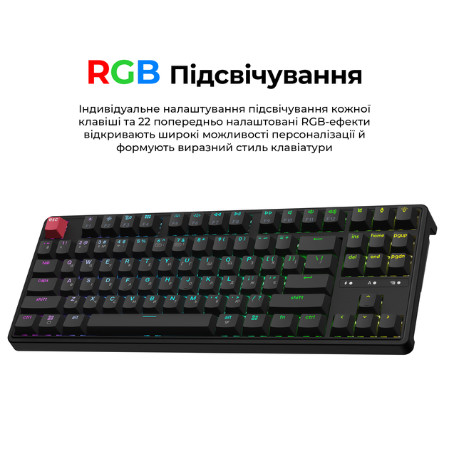 Клавіатура бездротова Keychron C3 Max Super Red Switch Black RGB (C3M-H1-UA) - изображение 11
