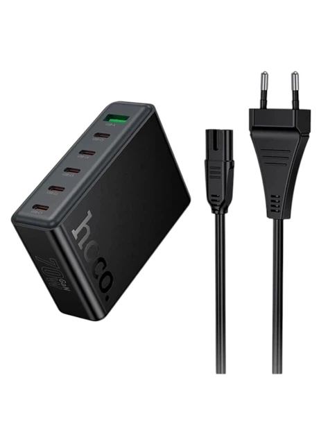 Сетевое зарядное устройство Hoco C152A 6в1 1хUSB/5хType-C QC/PD 70W быстрая зарядка МЗП Адаптер универсальный Черный - изображение 3