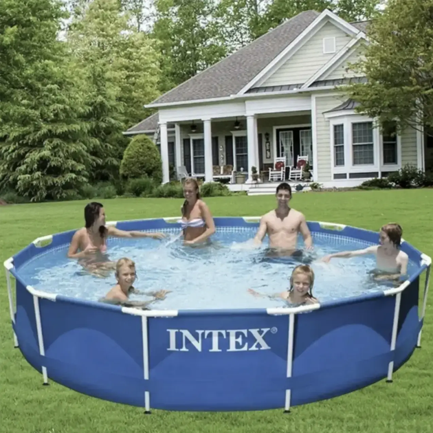 Каркасный бассейн Intex 28210 366х76 см. Metal Frame Pool Круглый бассейн 6503 л для дачи двора и семейного отдыха - изображение 11
