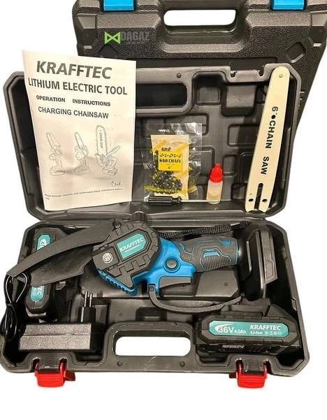 Садовый набор 2в1 Krafftec Germany 36 В 4 А·ч аккумуляторный секатор DCMPP550P1 35 мм сучкорез бесщеточный мини пила DCM160N 15 см цепная 4500 об мин 8 м с для обрезки деревьев веток кустов распиливания древесины с АКБ кейсом - изображение 7