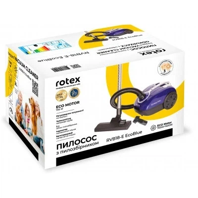 Пилосос мішковий Rotex RVB18-E Blue для сухого прибирання потужністю 1800 Вт - Фото 3 Пилосос мішковий Rotex RVB18-E Blue для сухого прибирання потужністю 1800 Вт - зображення 3