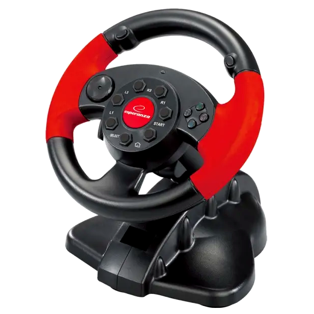 Игровой руль с вибрацией 180 градусов для ПК и PlayStation 2 3 комплект педалей Esperanza CS-0408 - Фото 3 Игровой руль с вибрацией 180 градусов для ПК и PlayStation 2 3 комплект педалей Esperanza CS-0408 - изображение 3