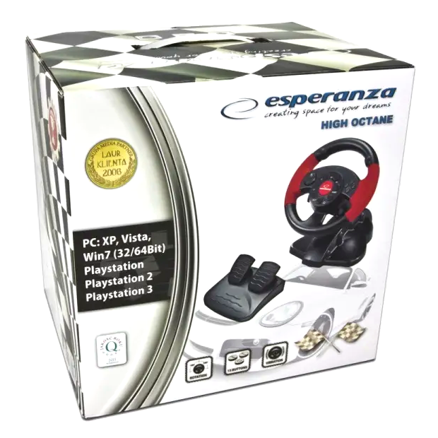 Игровой руль с вибрацией 180 градусов для ПК и PlayStation 2 3 комплект педалей Esperanza CS-0408 - Фото 5 Игровой руль с вибрацией 180 градусов для ПК и PlayStation 2 3 комплект педалей Esperanza CS-0408 - изображение 5
