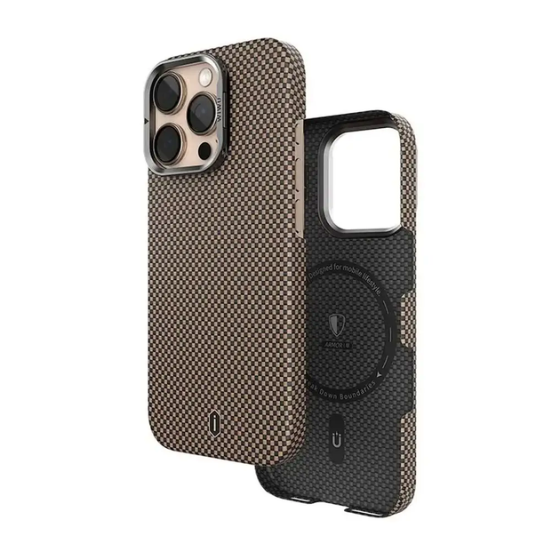Чехол Aramid Armor Case с MagSafe для iPhone 16 Pro защитная накладка из полиуретана золотого цвета - изображение 7