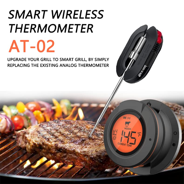 Беспроводной Bluetooth термометр для гриля и мяса Kamado BONO (GRILLI 555501) с LCD-экраном и 2 щупами - Фото 4 Беспроводной Bluetooth термометр для гриля и мяса Kamado BONO (GRILLI 555501) с LCD-экраном и 2 щупами - изображение 4
