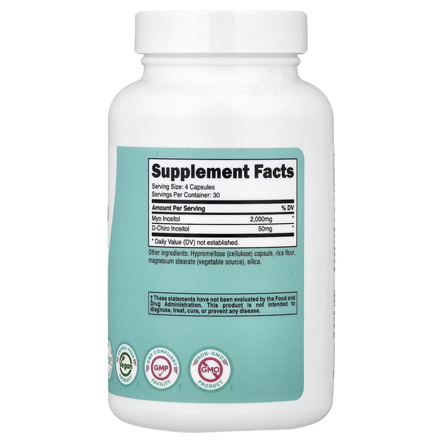 Инозитол Nutricost Myo & D-Chiro Inositol for Women 120 капсул, мио и D-хиро инозитол 40:1 для женщин - Фото 2 Инозитол Nutricost Myo & D-Chiro Inositol for Women 120 капсул, мио и D-хиро инозитол 40:1 для женщин - изображение 2