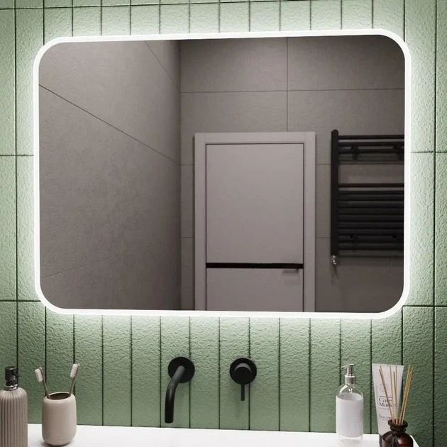 Зеркало настенное с сенсорной кнопкой и LED подсветкой, каркас алюминиевый Tezza LPR30FK 90x60 см (222039060) - изображение 4
