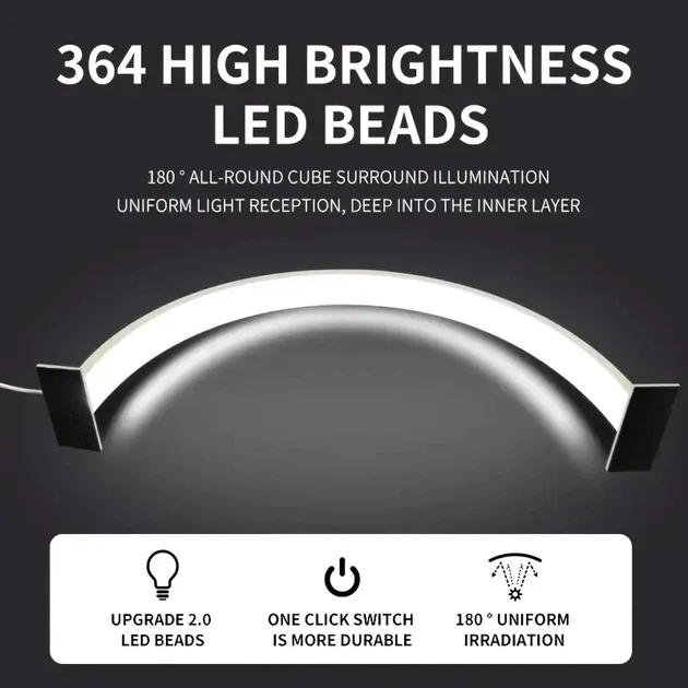 Лампа для маникюра и наращивания ресниц, безтеневая LED настольная USB с регулировкой яркости и 3 режимами света, белая - Фото 4 Лампа для маникюра и наращивания ресниц, безтеневая LED настольная USB с регулировкой яркости и 3 режимами света, белая - изображение 4