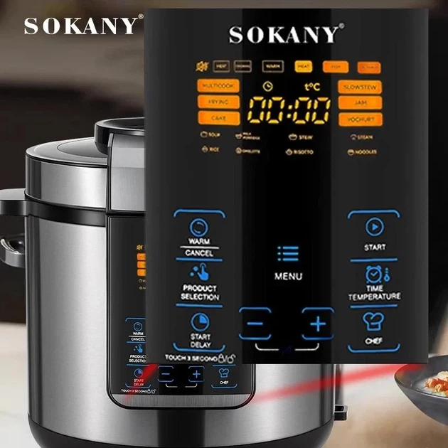 Мультиварка-скороварка с чашей с антипригарным покрытием 1000Вт 7л Sokany SK-07055 (12) - изображение 4