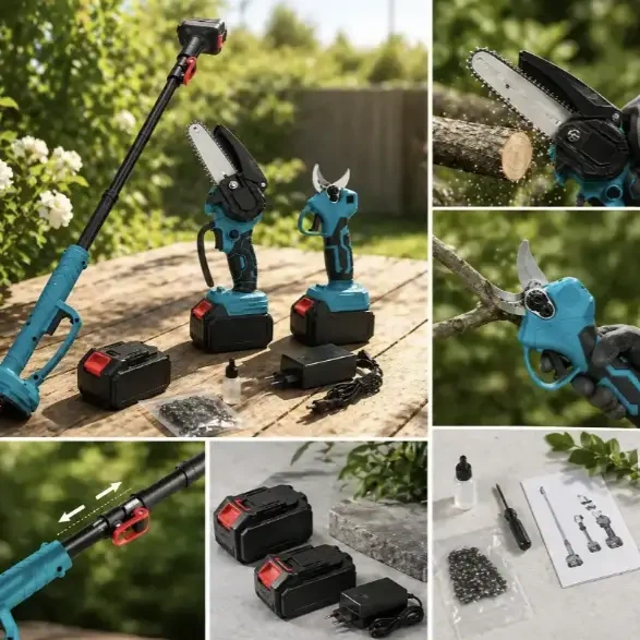 Секатор+пила+штанга 3 в 1 Krafftec Акумуляторний садовий набір 42V 6Ah - зображення 2