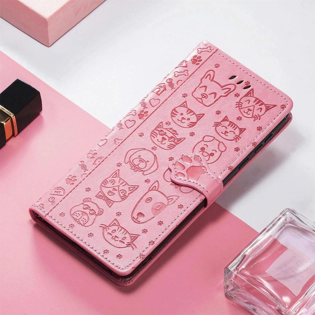 Чохол Embossed Cat and Dog для Xiaomi Poco C85 4G EU 173 mm книжка шкіра PU з візитницею рожевий - Фото 5 Чохол Embossed Cat and Dog для Xiaomi Poco C85 4G EU 173 mm книжка шкіра PU з візитницею рожевий - зображення 5