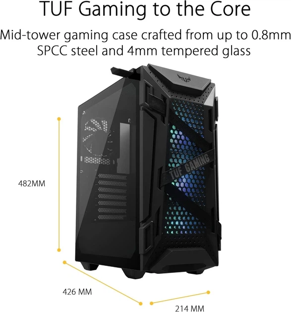 Корпус для ПК ASUS TUF Gaming GT301 / без БП / ARGB / Черный (102142665) - Уценка - изображение 6