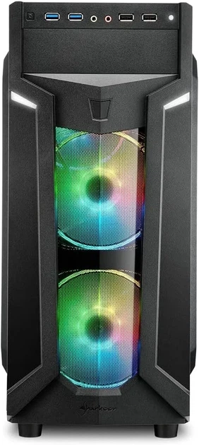 Игровой корпус для ПК Sharkoon VG6-W / RGB / без БП / Черный (102140847) - изображение 2