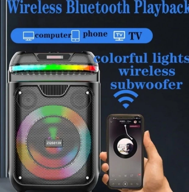Колонка музична портативна Bluetooth ZQS8139 7977 Мобільна акумуляторна з караоке, мікрофоном 3600 mAh - Фото 2 Колонка музична портативна Bluetooth ZQS8139 7977 Мобільна акумуляторна з караоке, мікрофоном 3600 mAh - изображение 2