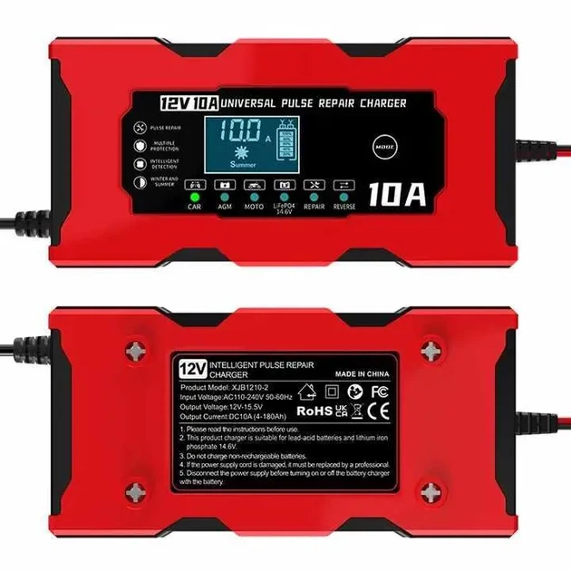 Зарядное устройство для аккумуляторов 12V 10A XJB1210-2 AGM GEL EFB свинцово-кислотных LCD импульсное - изображение 9