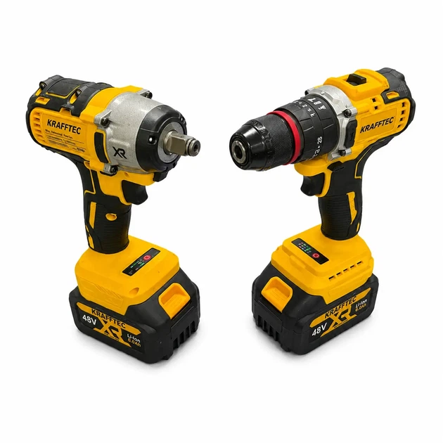 Набор 4в1 Krafftec Germany PRO 48V шуруповерт, гайковерт, болгарка, перфоратор. комплект с 4 аккумуляторами 6.0 Ah - изображение 6