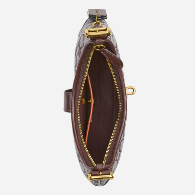 Сумка-багет женская тканевая средняя Coach Hamptons Hobo Bag BG-COA-133 Коричневая (196395773237) - Фото 6 Сумка-багет женская тканевая средняя Coach Hamptons Hobo Bag BG-COA-133 Коричневая (196395773237) - изображение 6
