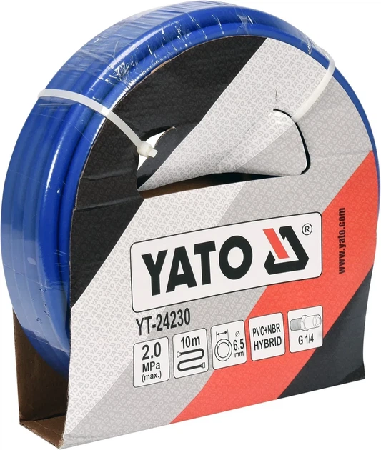 Шланг пневматический YATO гибридный ПВХ+БНК 6.5 мм 10 м 2 МПа YT-24230 - Фото 2 Шланг пневматический YATO гибридный ПВХ+БНК 6.5 мм 10 м 2 МПа YT-24230 - изображение 2