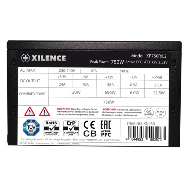 Блок питания Xilence XP750R6.2 Performance C+ 750W 80+ White - Фото 4 Блок питания Xilence XP750R6.2 Performance C+ 750W 80+ White - изображение 4
