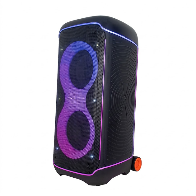 Колонка портативна ZXX-8820 60 Вт 2×8″ з мікрофонами та підсвіткою для вечірок і вулиці - Фото 3 Колонка портативна ZXX-8820 60 Вт 2×8″ з мікрофонами та підсвіткою для вечірок і вулиці - зображення 3