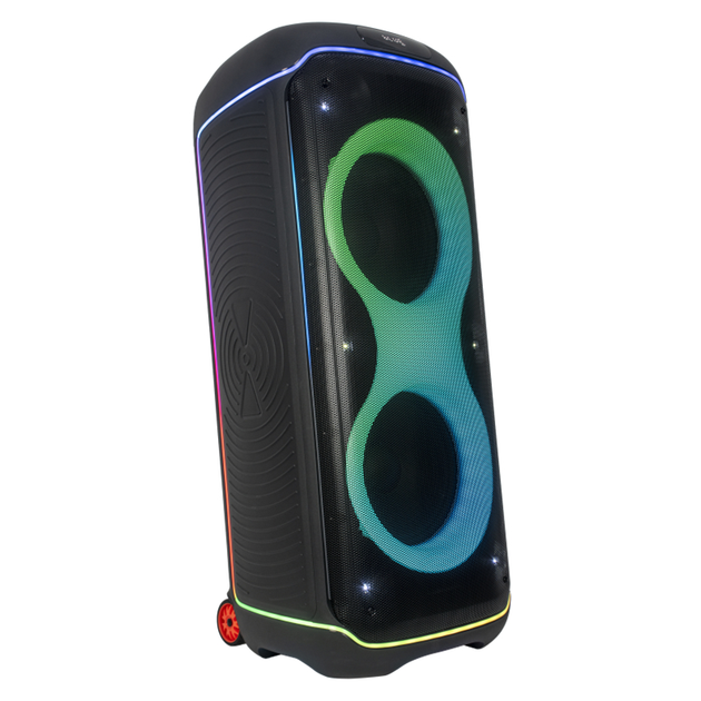 Колонка портативна ZXX-8820 60 Вт 2×8″ з мікрофонами та підсвіткою для вечірок і вулиці - Фото 4 Колонка портативна ZXX-8820 60 Вт 2×8″ з мікрофонами та підсвіткою для вечірок і вулиці - зображення 4