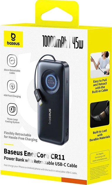 Powerbank Baseus EnerCore CR11 10000 mAh 45W Black (E0027G01) - obraz 5