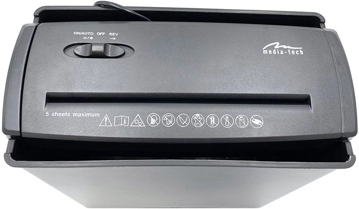 Знищувач документів Media-Tech MT215, A4, 80g х 5, CD/DVD, 9,5 л., P-1, O-1 (MT215) - изображение 9