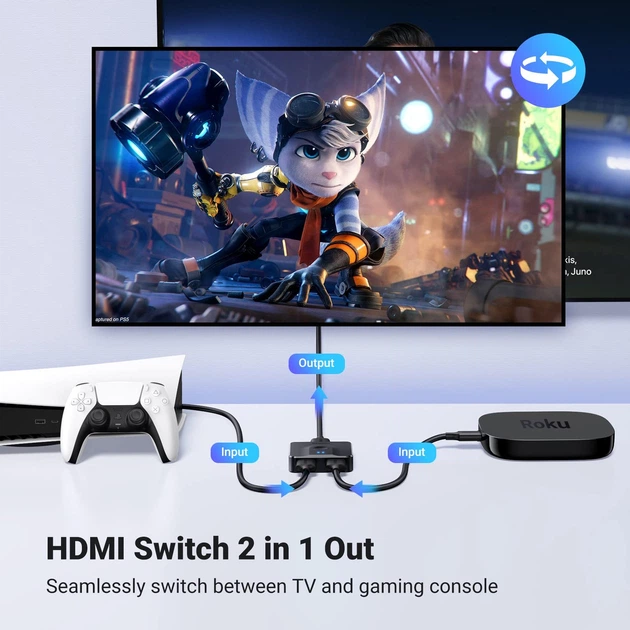 HDMI-перемикач UGREEN 4K@60Hz, двоспрямований HDMI-розгалужувач 2 в 1, підтримка UHD 3D HDR - Фото 5 HDMI-перемикач UGREEN 4K@60Hz, двоспрямований HDMI-розгалужувач 2 в 1, підтримка UHD 3D HDR - зображення 5