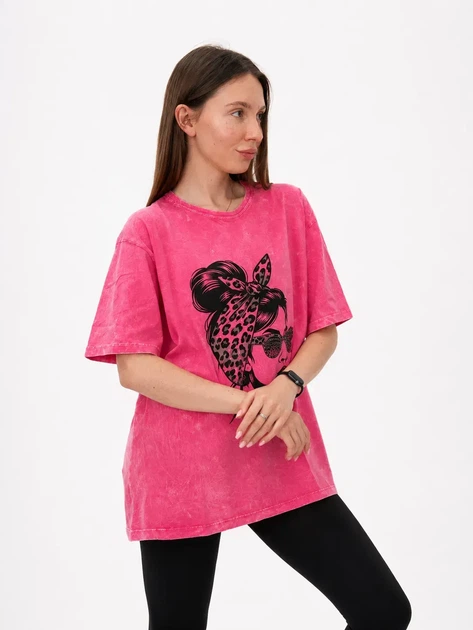 Жіноча футболка з принтом Pink Daisy Малиновий S (2843) - Фото 2 Жіноча футболка з принтом Pink Daisy Малиновий S (2843) - зображення 2