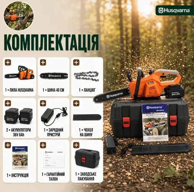 Пила аккумуляторная Husqvarna 36V 6Ah - изображение 7