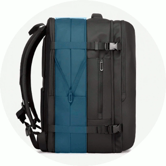 Дорожный рюкзак Bange BG1909D для ноутбука 17.3" влагостойкий с расширением и USB-портом (Черный) - изображение 4