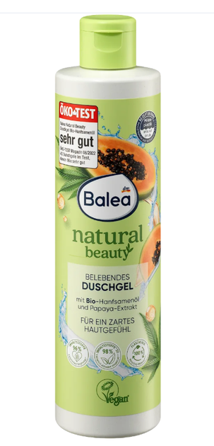 Гель для душу Balea Natural Beauty з олією конопель та екстрактом папаї, 250 мл - Фото 1 Гель для душу Balea Natural Beauty з олією конопель та екстрактом папаї, 250 мл - изображение 1