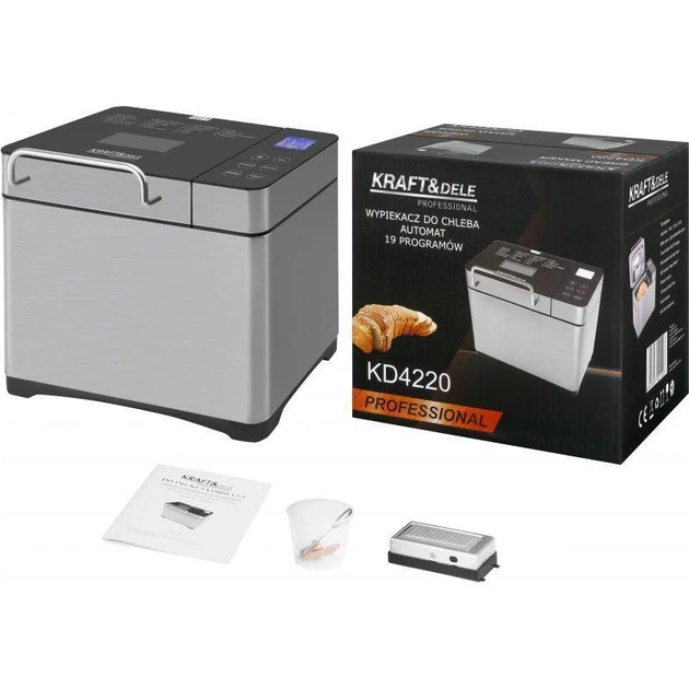 Хлебопечка электрическая KRAFT&DELE KD4220 800 Вт 1000 г 19 программ настольная хлебопечь для дома автоматическая печь для выпечки хлеба домашняя мультифункциональная с таймером и выбором программ компактная - изображение 4