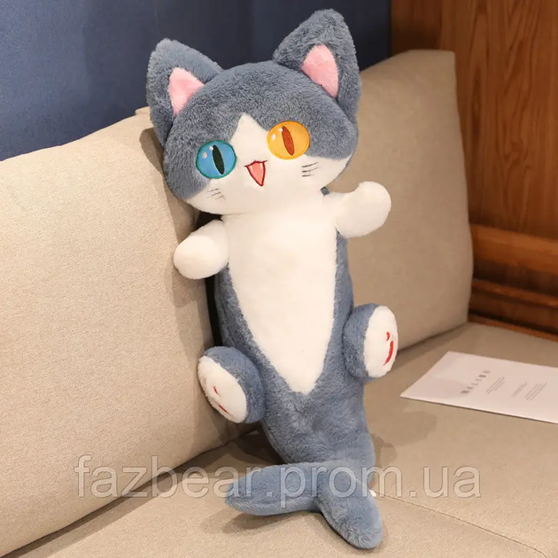 Мягкая Игрушка Кот-Акула 50 см, Детская Игрушка-Подушка, Синяя - изображение 3