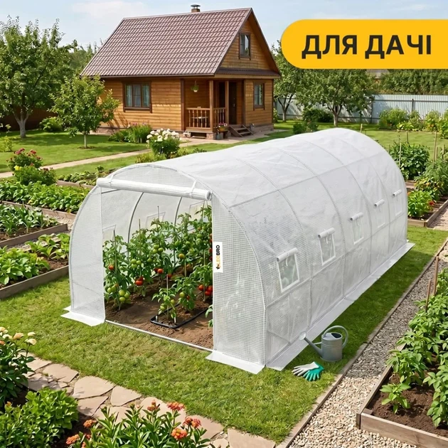 Посилена садова теплиця парник LEOBRO Garden 18м2 White (LB-18M25W) (LEO_LB-18M25W) - зображення 8